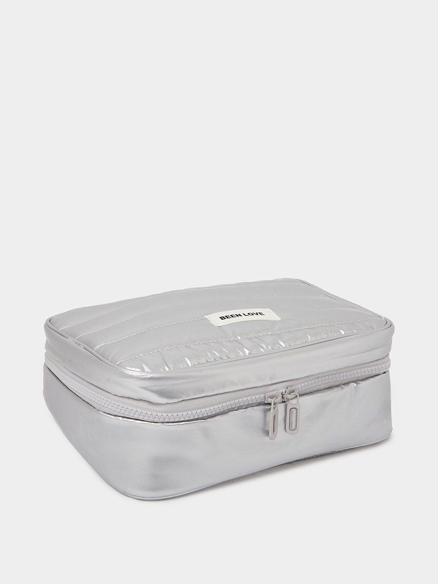 Silver Quilted Travel Wash Bag
