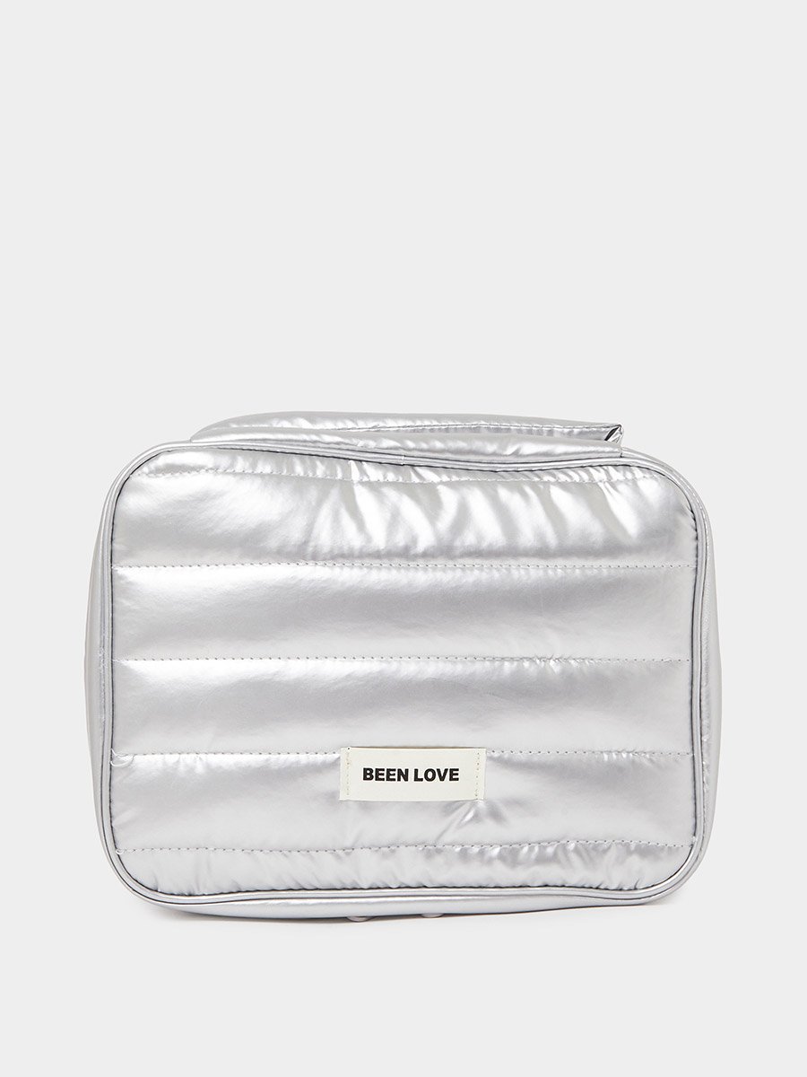 Silver Quilted Travel Wash Bag