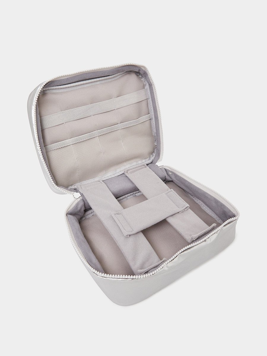 Silver Quilted Travel Wash Bag