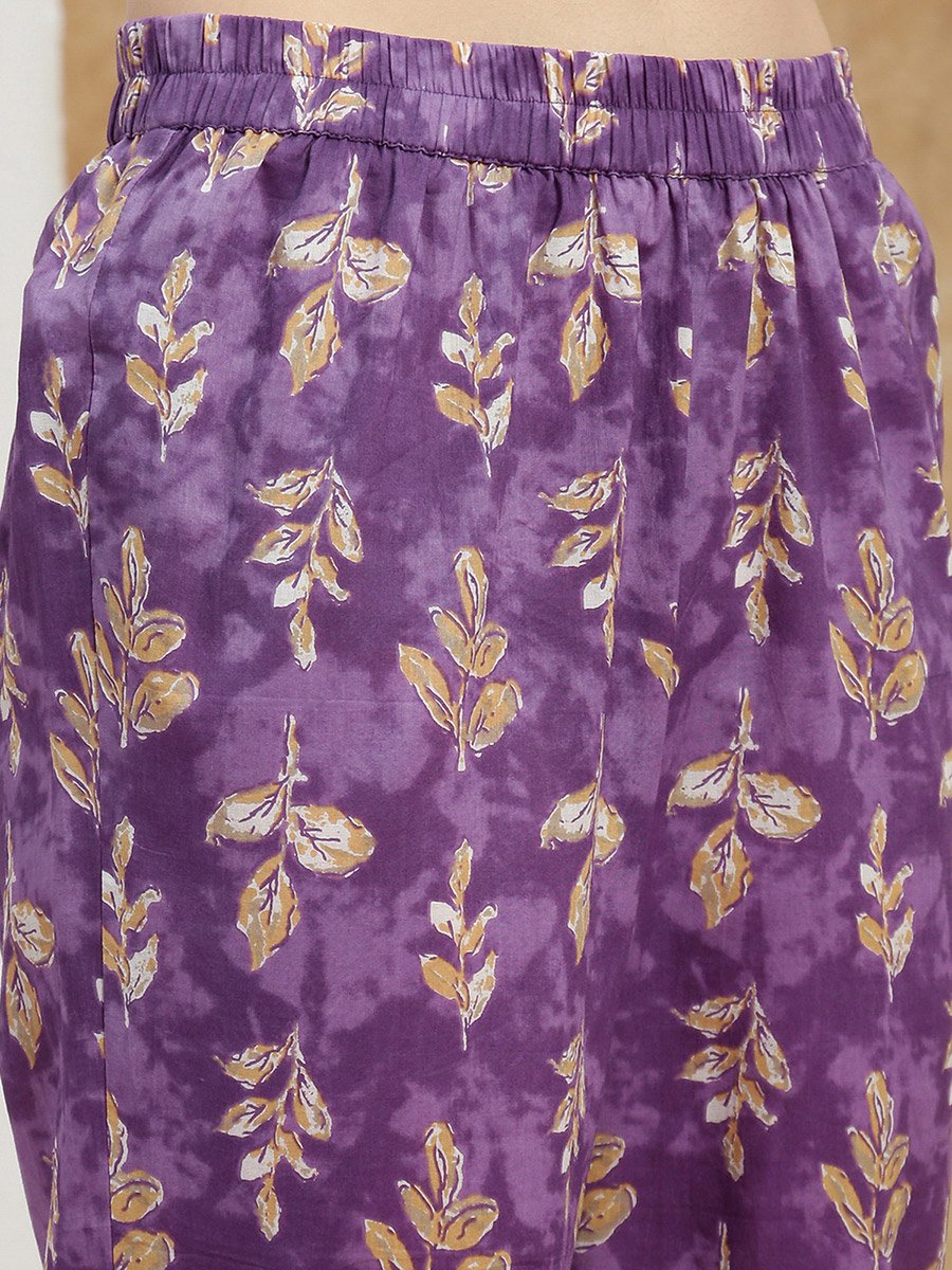 Women Purple Floral Embroidered Kurta with Pant and Dupatta Set
