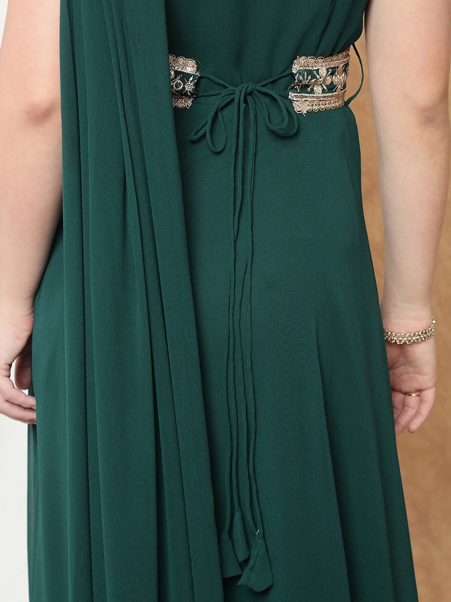 Women Dark Green Strappy Embroidered Maxi Dress For Women at Bahrain | Styli Women Dark Green Strappy Embroidered Maxi Dress For Women at Bahrain | Styli