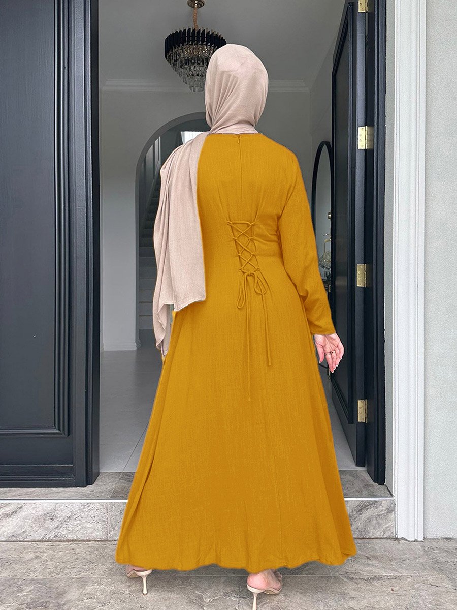 long sleeve maxi dress mustard Ella Mock Neck Long Sleeve Maxi Dress - Mustard