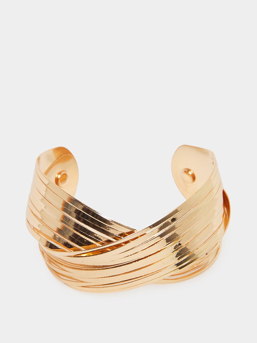 Textured Cross Cuff Bangle For Women at UAE | Styli