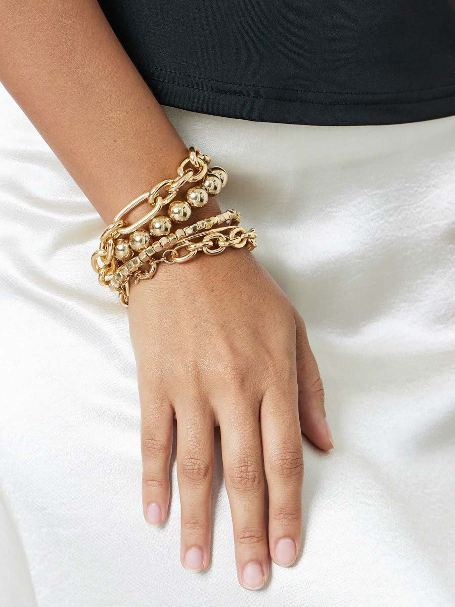 Pack of 5 - Gold Tone Chain Bracelet