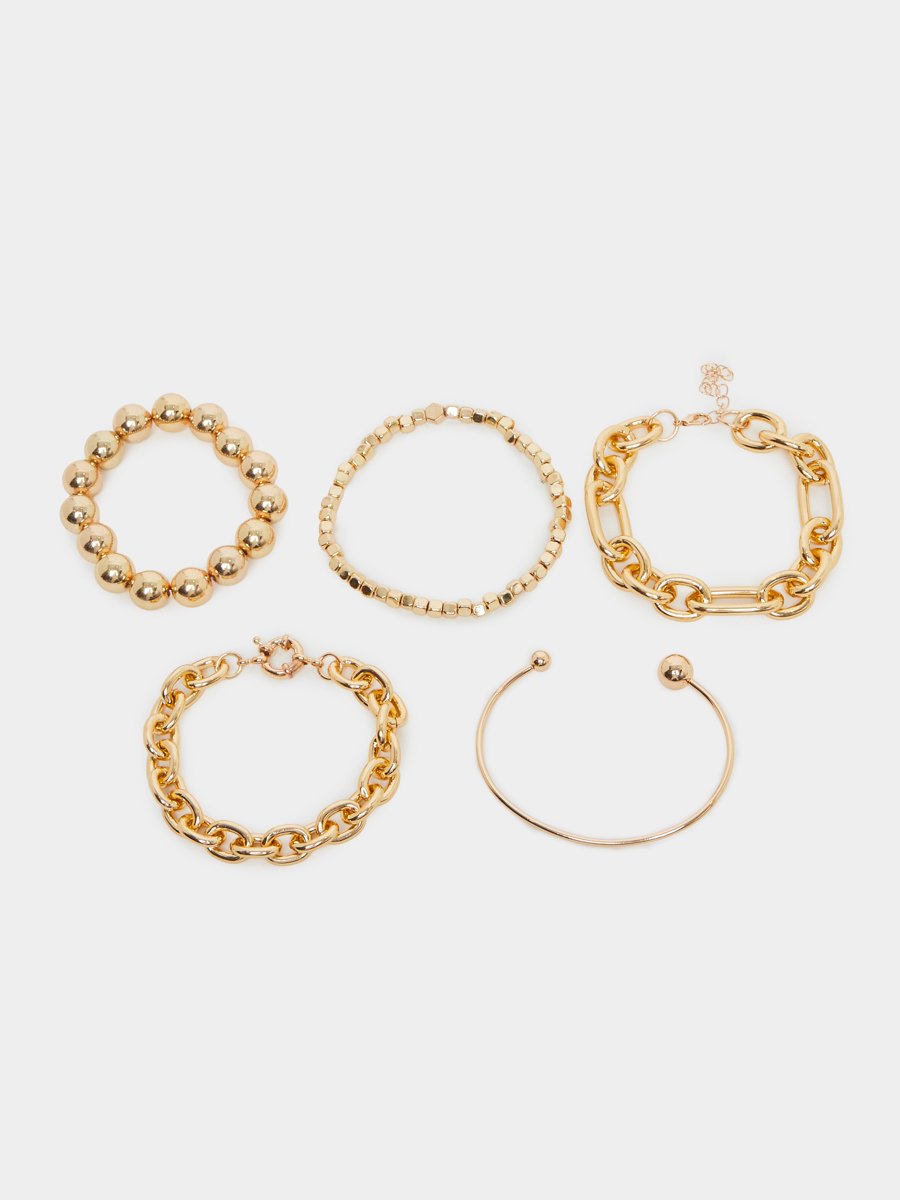 Pack of 5 - Gold Tone Chain Bracelet