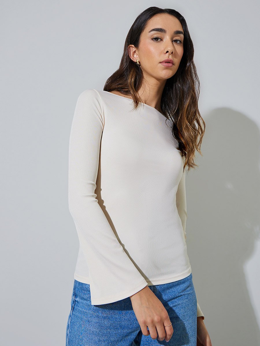 Pack of 2 - Solid Bell Sleeves Knitted Top