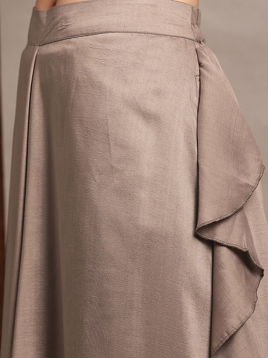 Women Ruffle Detail Wide Leg Festive Palazzo