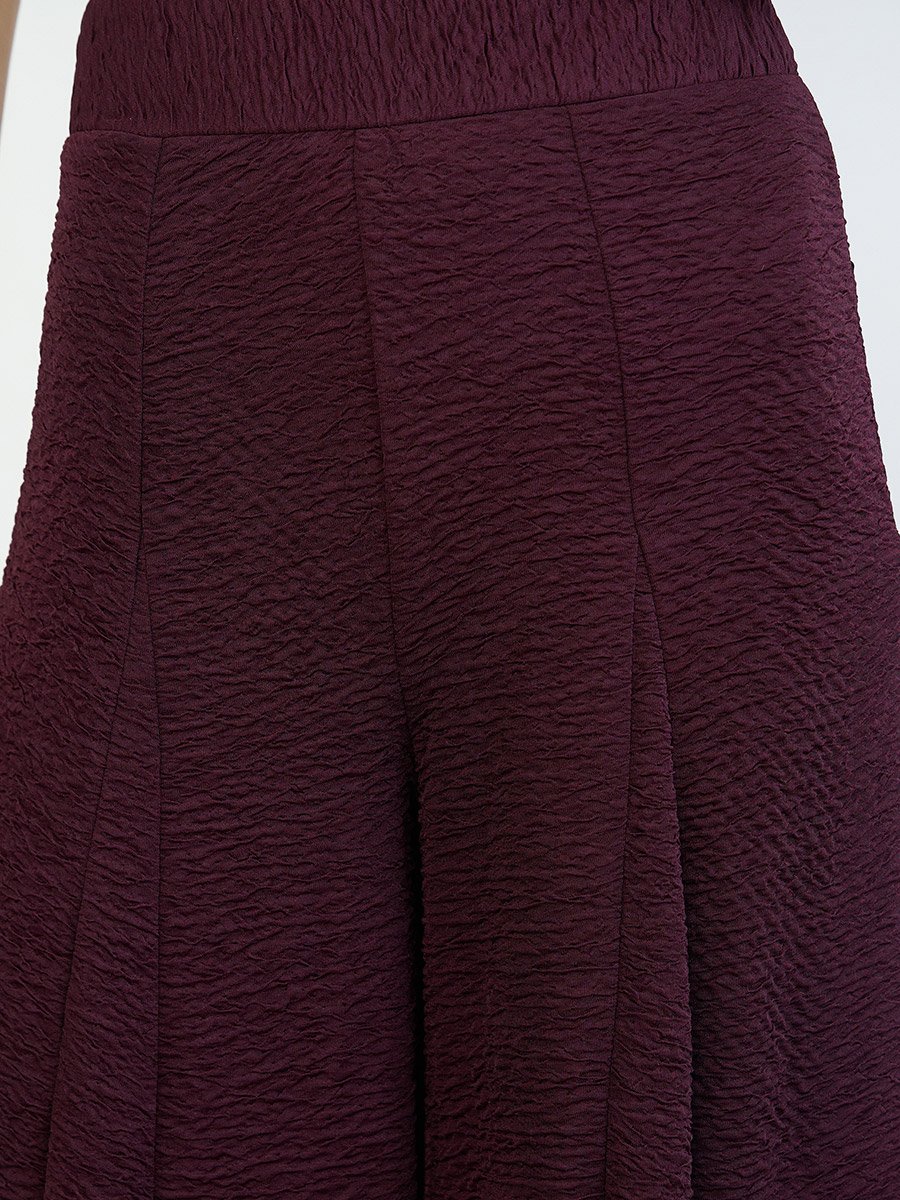 Purple Textured Wide Leg Trousers