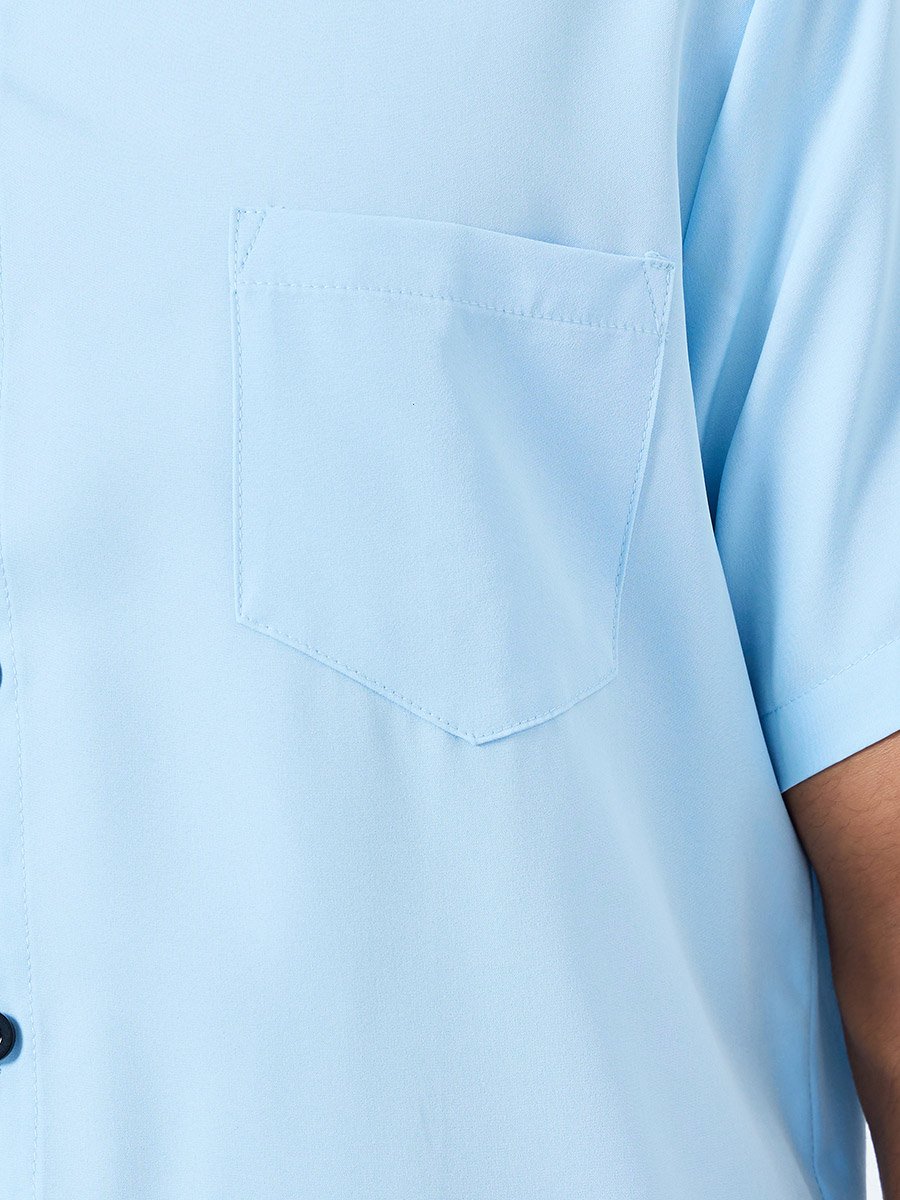 Men Light Blue Short Sleeve Shirt