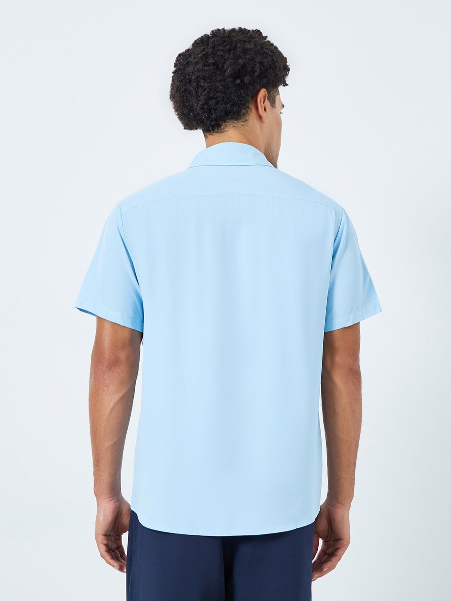 Men Light Blue Short Sleeve Shirt