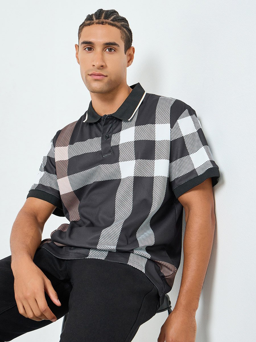 Men Checked Short Sleeve Polo
