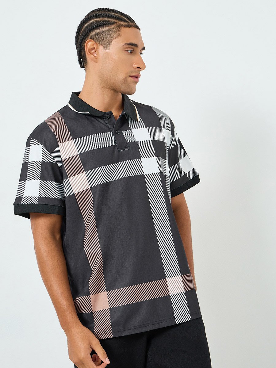 Men Checked Short Sleeve Polo