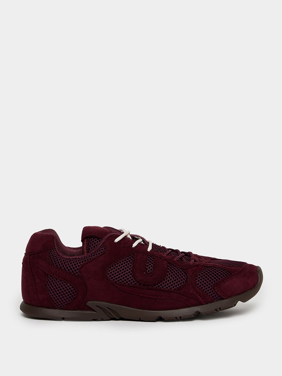 Burgundy Suede Lace-Up Sneakers