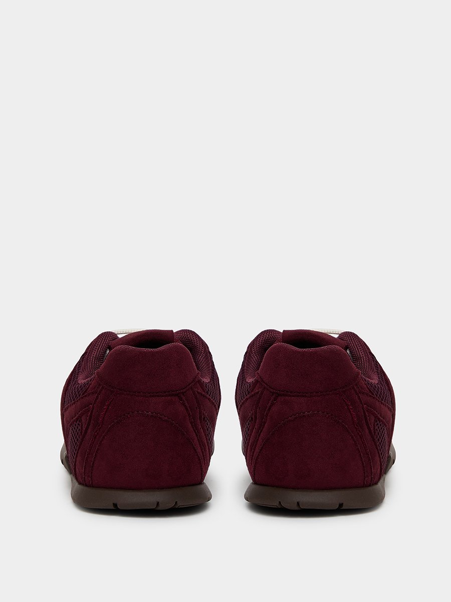 Burgundy Suede Lace-Up Sneakers