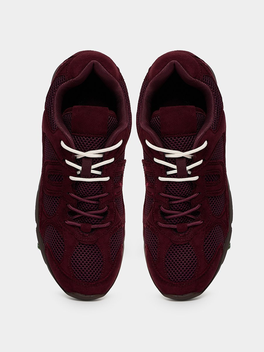Burgundy Suede Lace-Up Sneakers