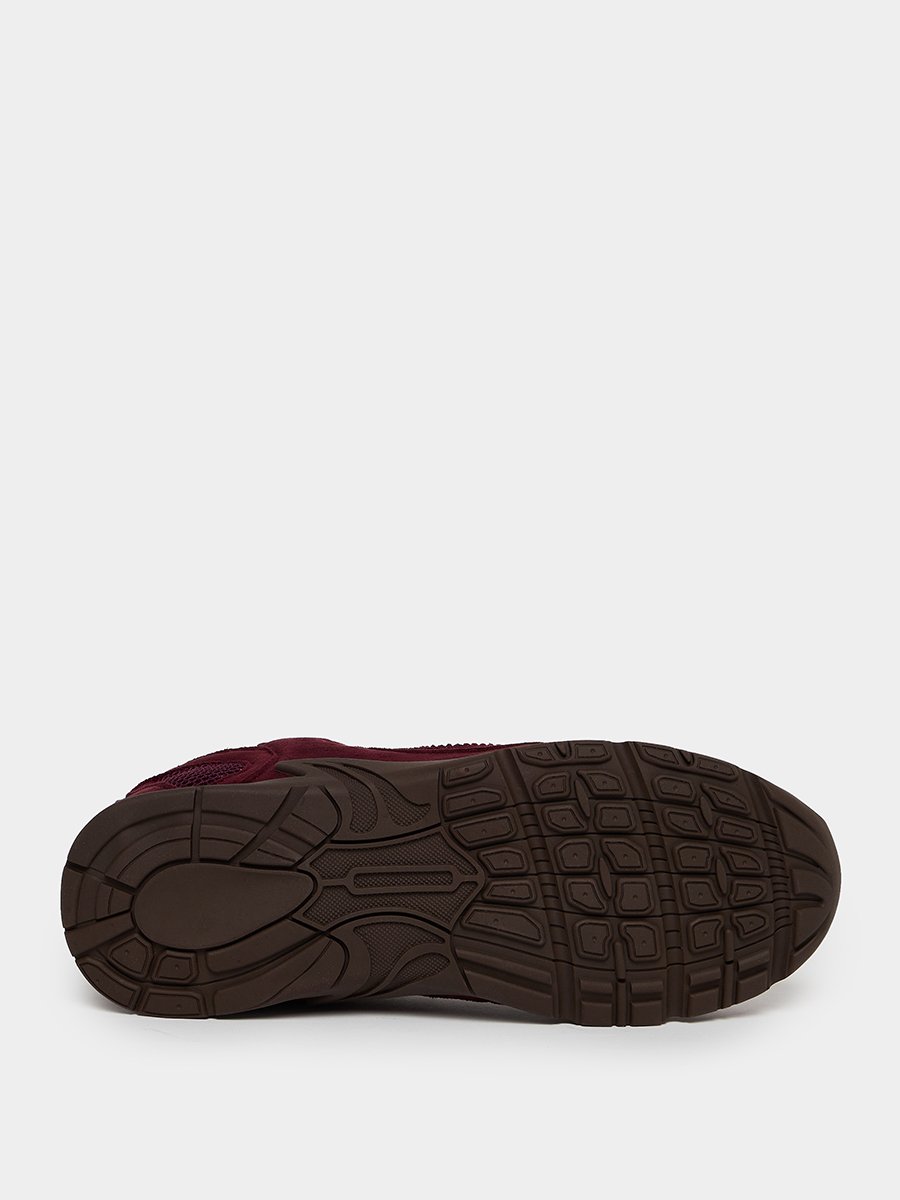 Burgundy Suede Lace-Up Sneakers