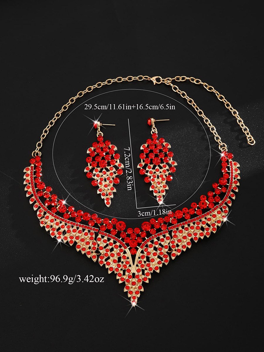 2-Piece Embellished Rhinestone Necklace and Earrings Jewelry Set