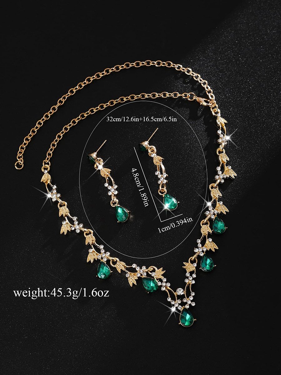2-Piece Rhinestone Embellished Necklace and Earrings Jewelry Set