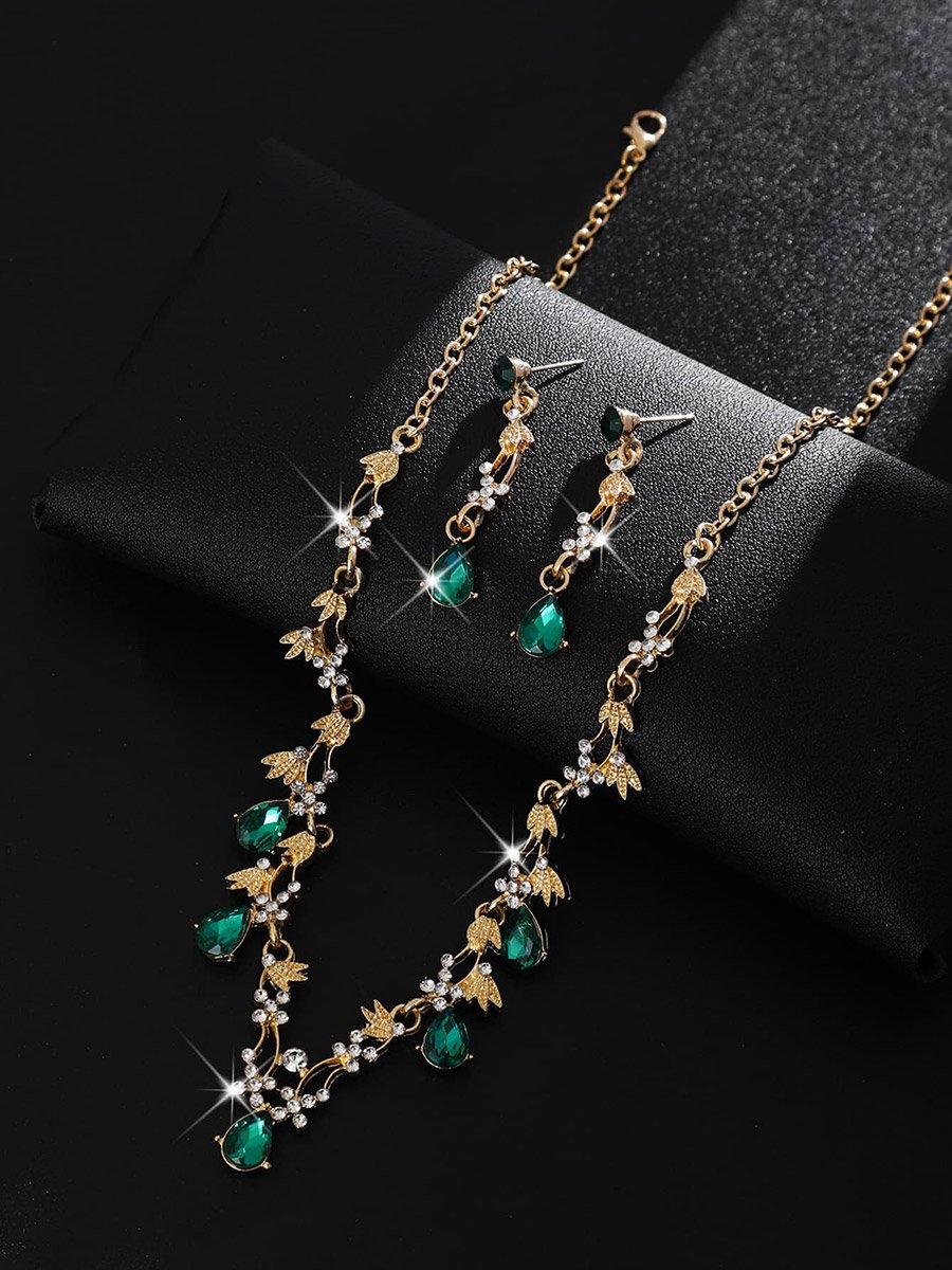 2-Piece Rhinestone Embellished Necklace and Earrings Jewelry Set