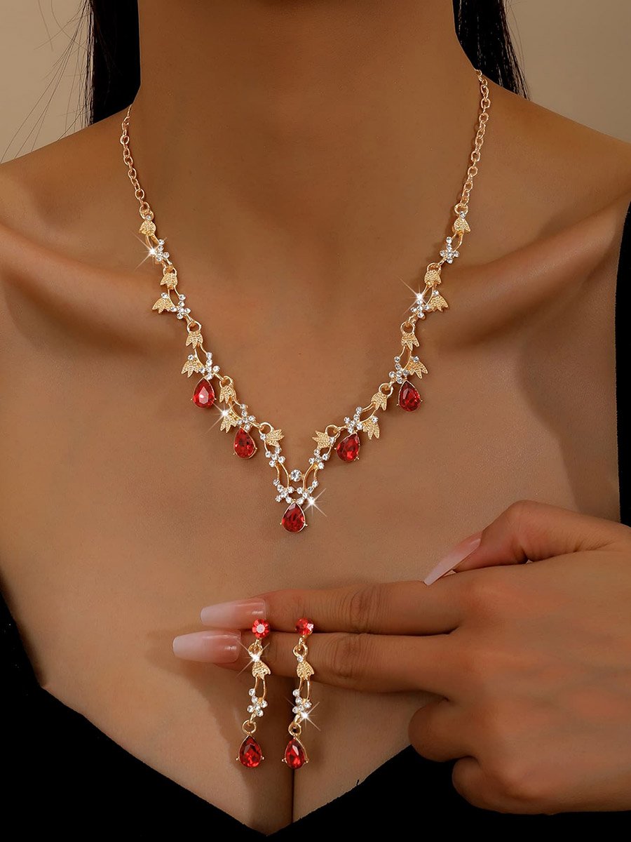 2-Piece Rhinestone Embellished Necklace and Earrings Jewelry Set