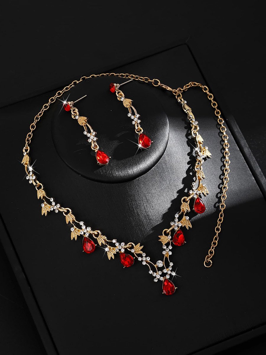 2-Piece Rhinestone Embellished Necklace and Earrings Jewelry Set