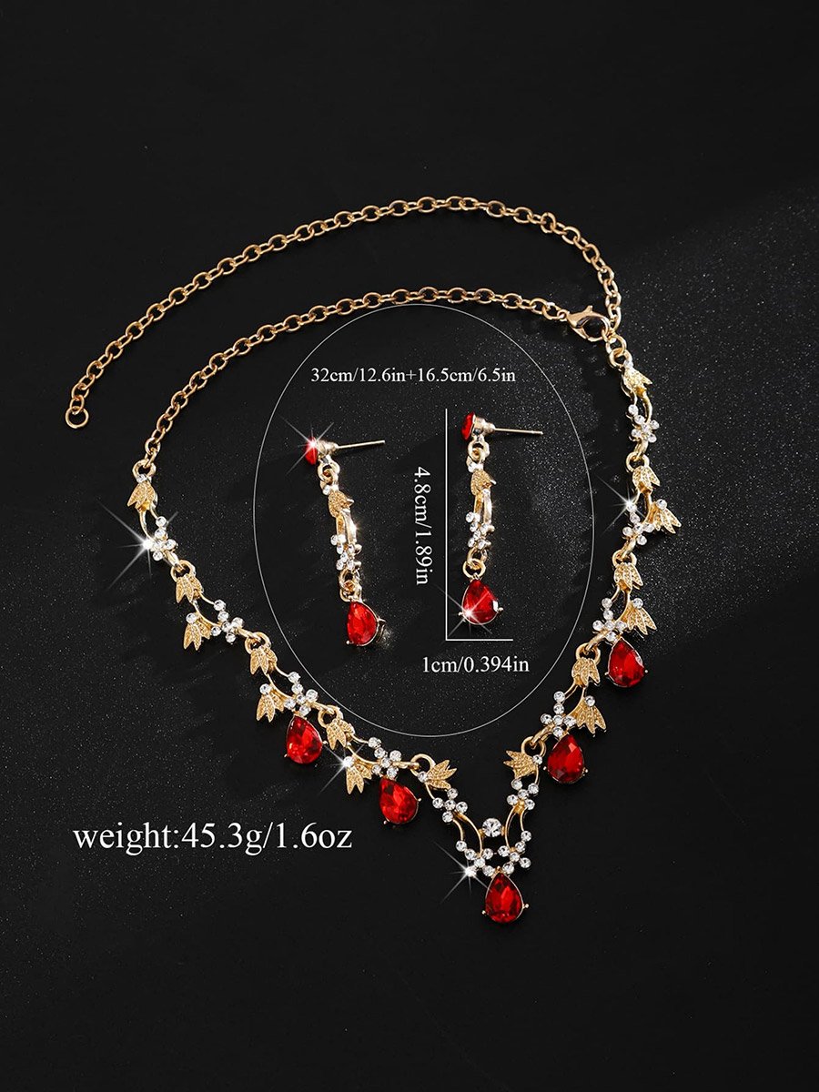 2-Piece Rhinestone Embellished Necklace and Earrings Jewelry Set