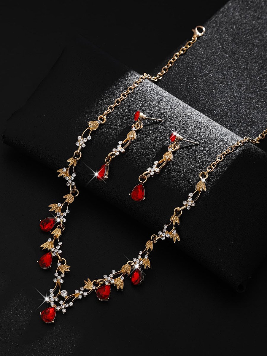 2-Piece Rhinestone Embellished Necklace and Earrings Jewelry Set