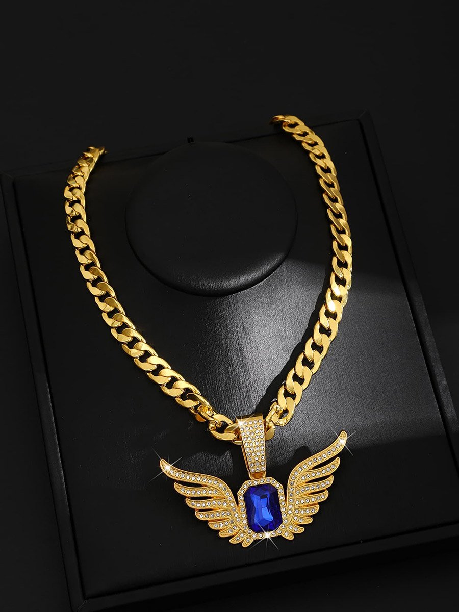 Men Wing Drop Embellished Necklace