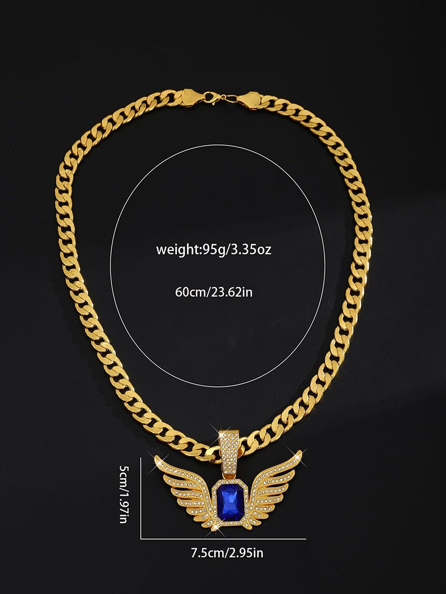 Men Wing Drop Embellished Necklace