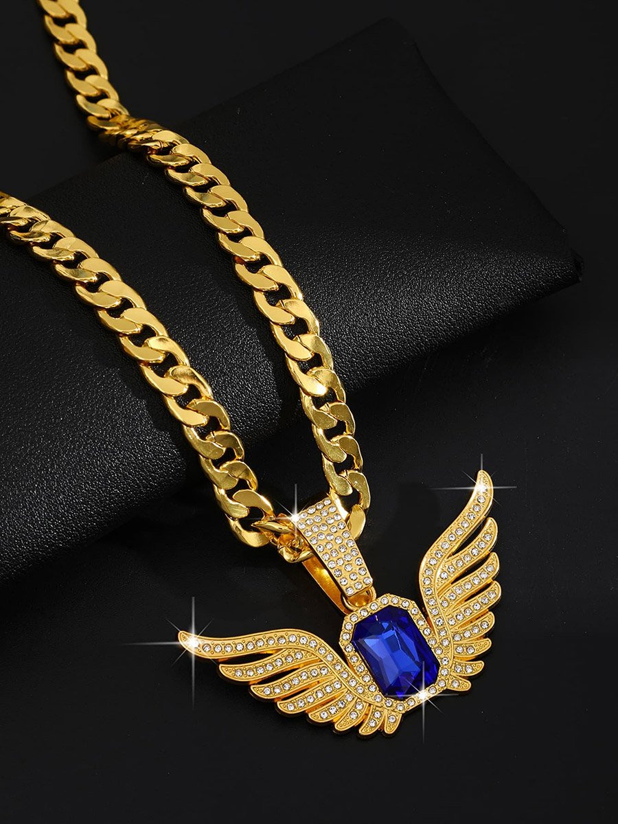 Men Wing Drop Embellished Necklace