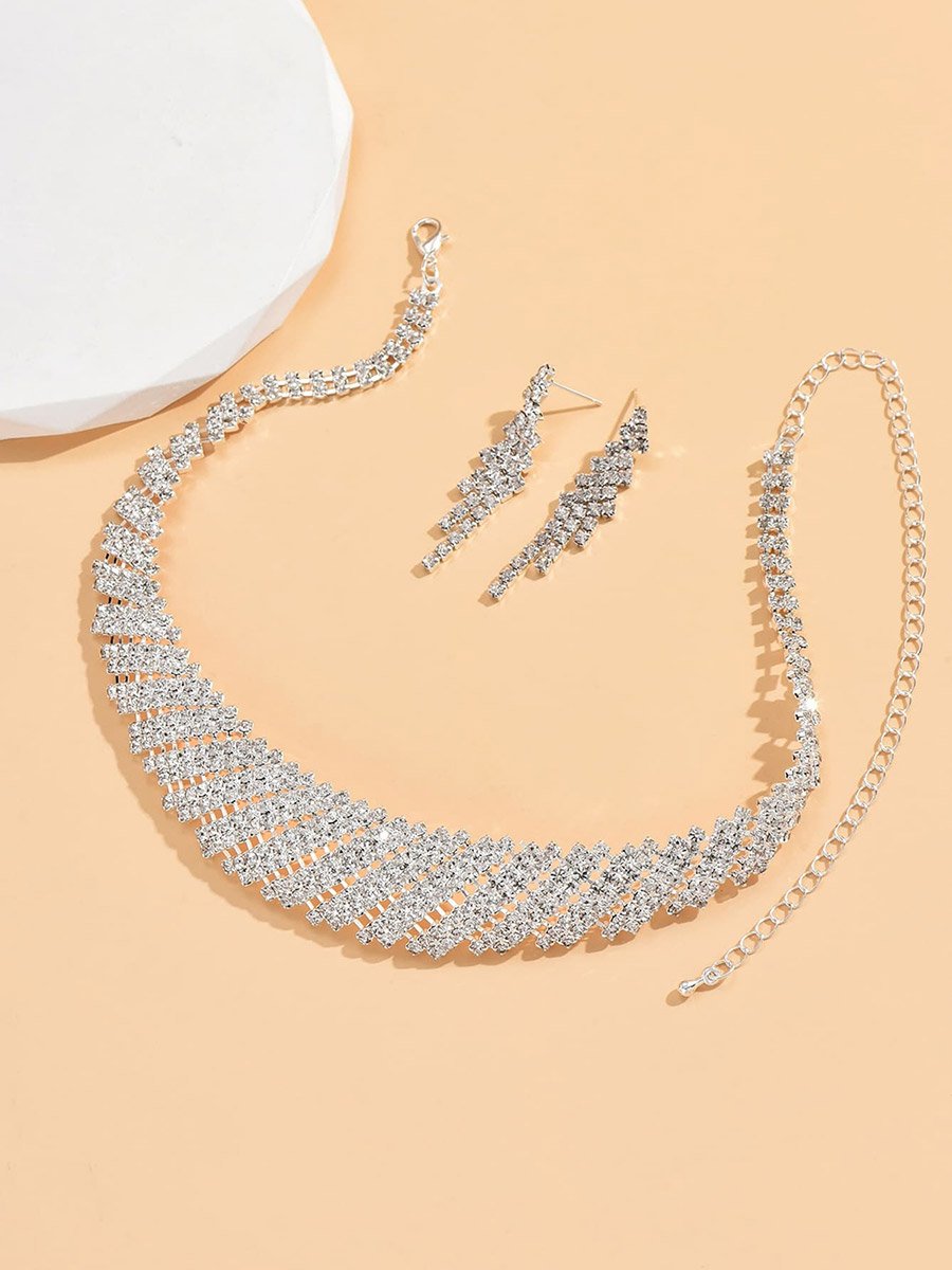 2-Piece Rhinestone Embellished Necklace and Earrings Jewelry Set
