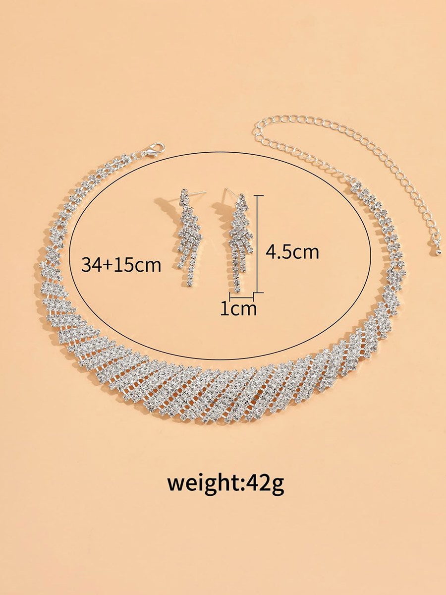 2-Piece Rhinestone Embellished Necklace and Earrings Jewelry Set