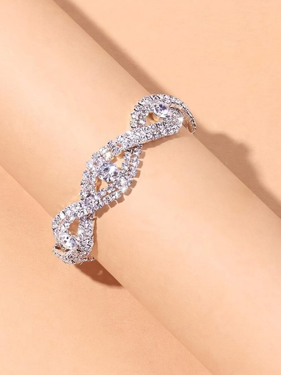 Women Silver Geometric Rhinestone Anklet