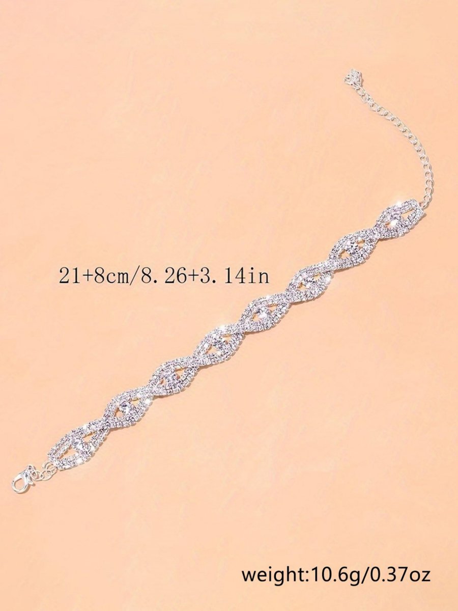 Women Silver Geometric Rhinestone Anklet