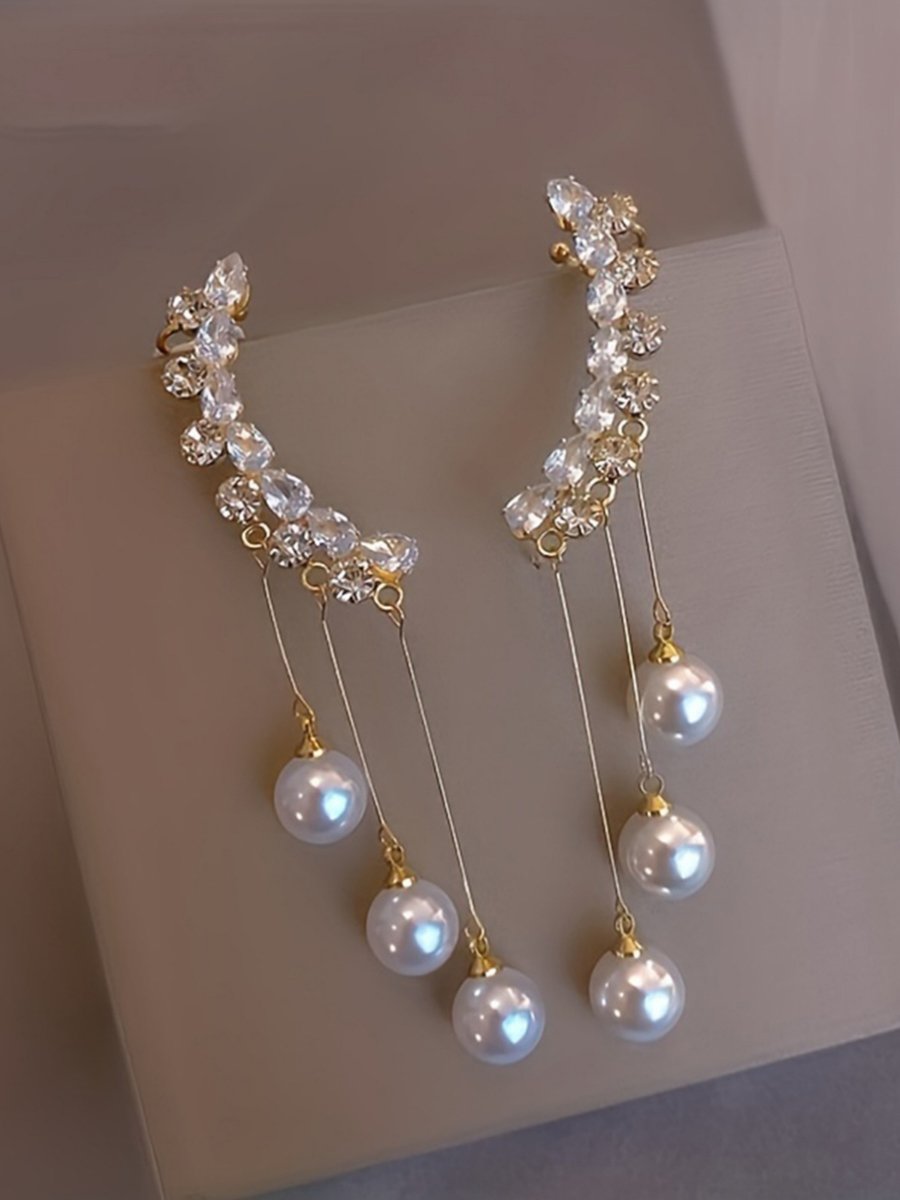 Faux Pearl Tassel Earrings