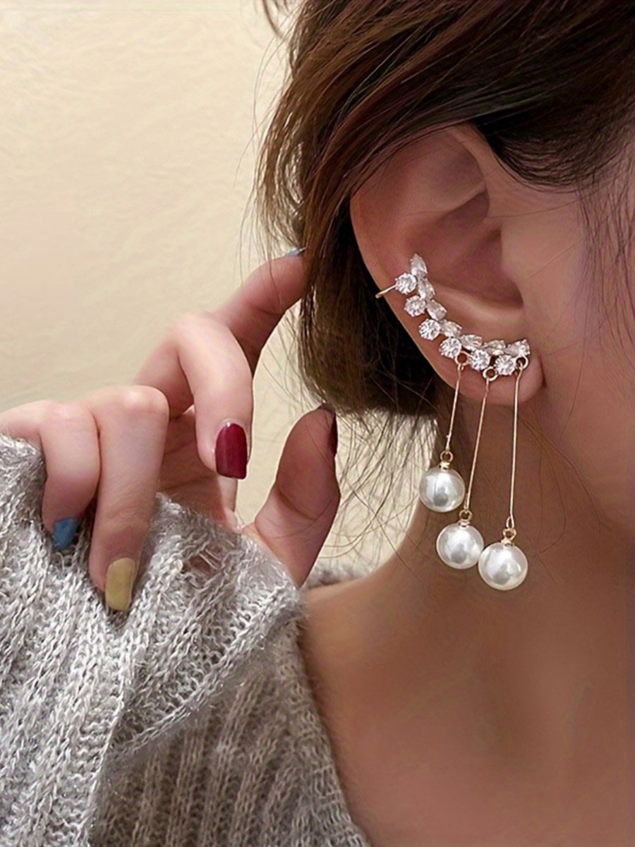 Faux Pearl Tassel Earrings