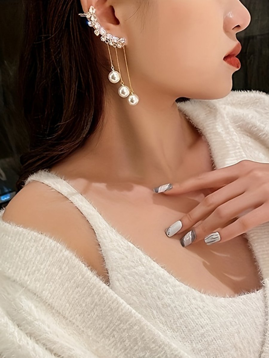 Faux Pearl Tassel Earrings
