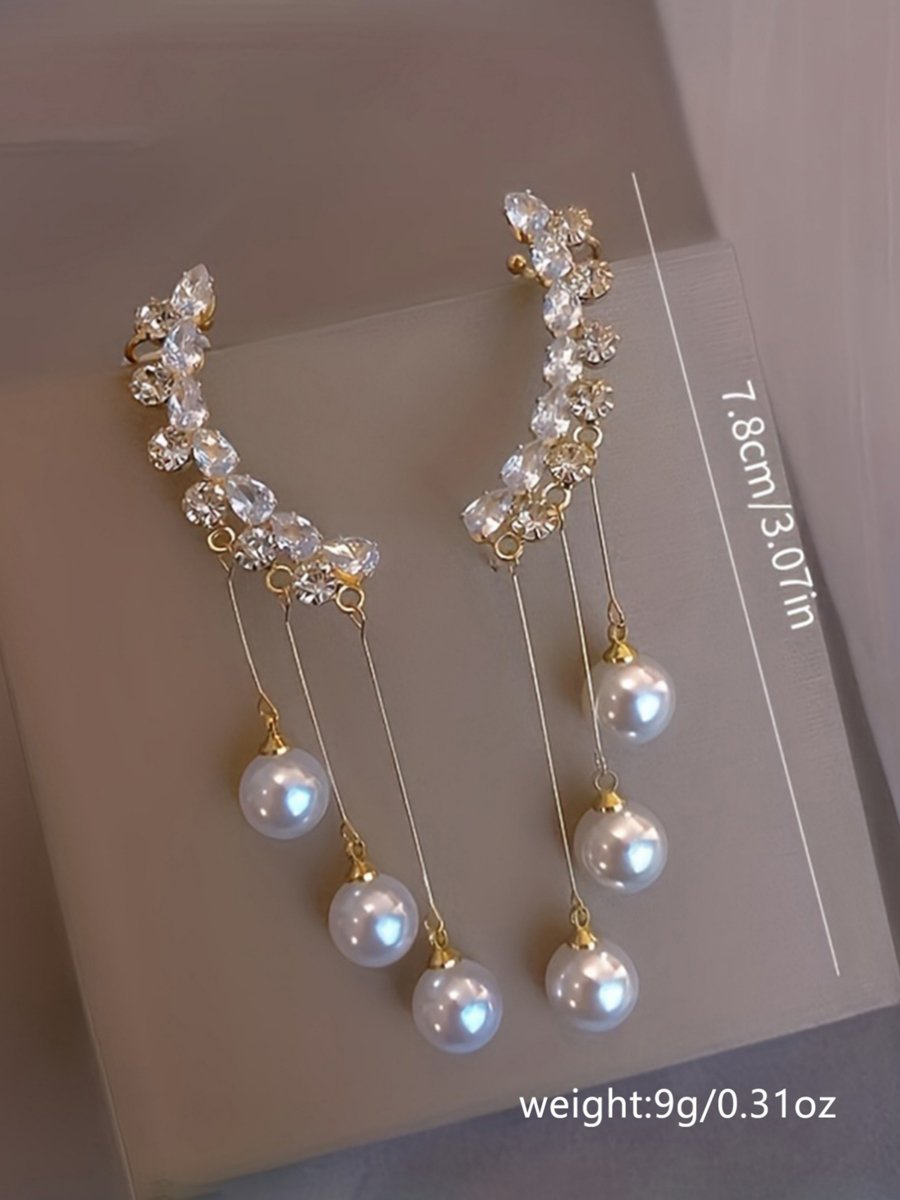 Faux Pearl Tassel Earrings