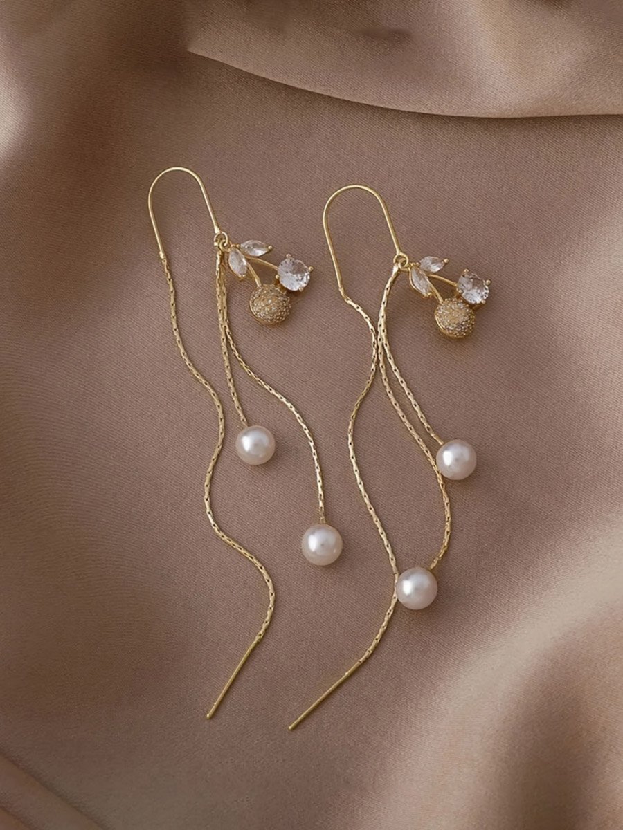 Faux Pearl Tassel Earrings