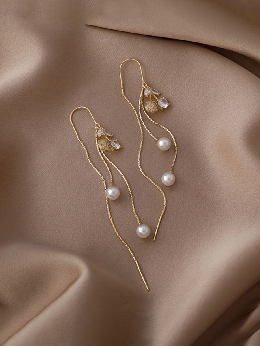 Faux Pearl Tassel Earrings