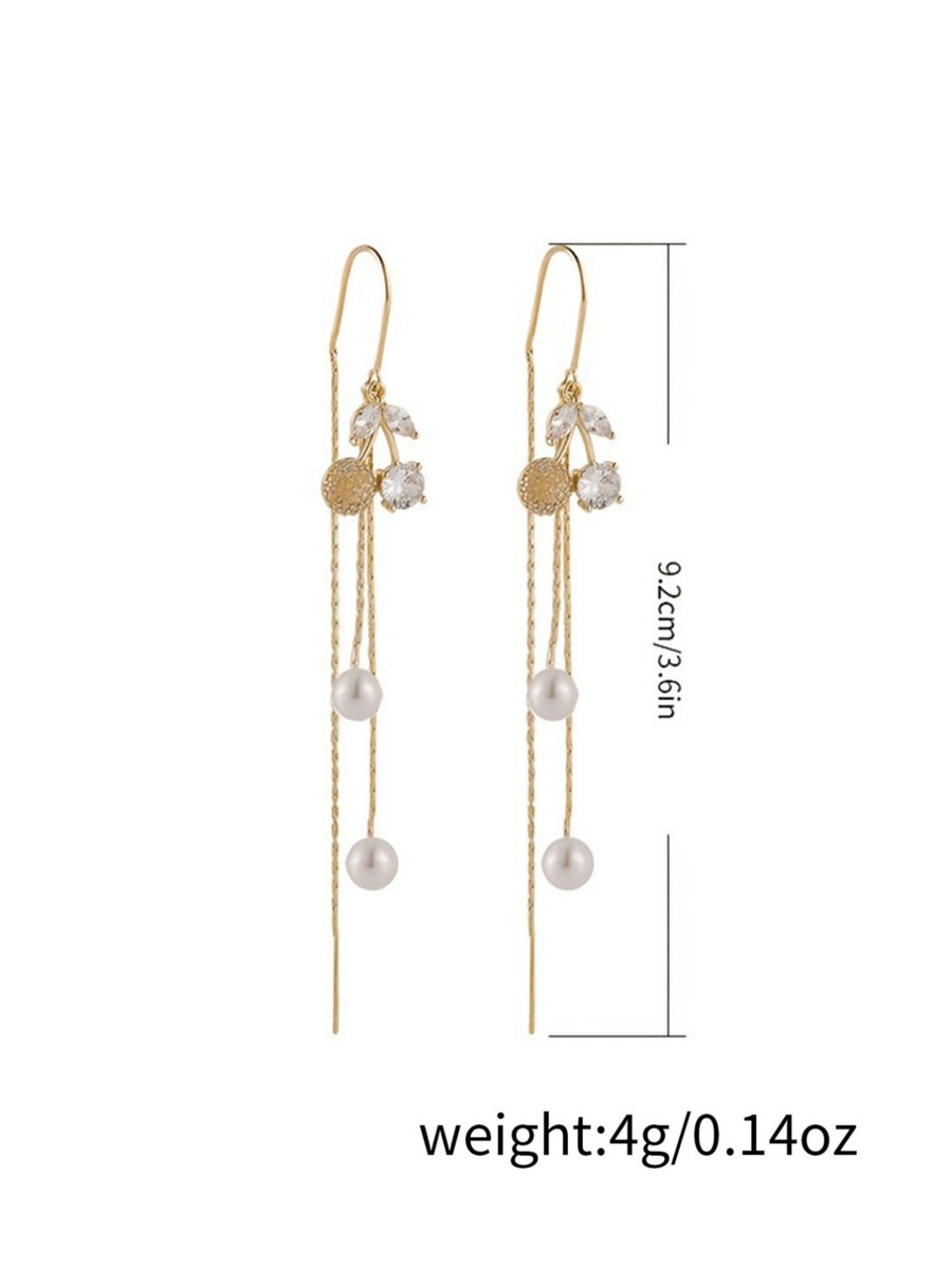 Faux Pearl Tassel Earrings