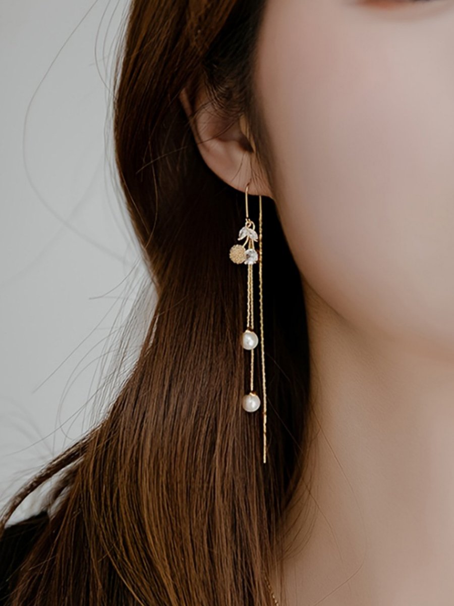 Faux Pearl Tassel Earrings