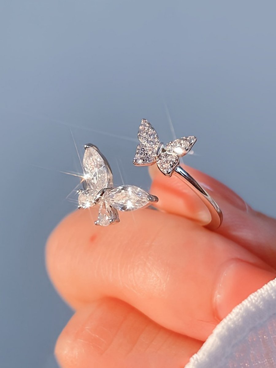 Women Silver Butterfly Shape Ring