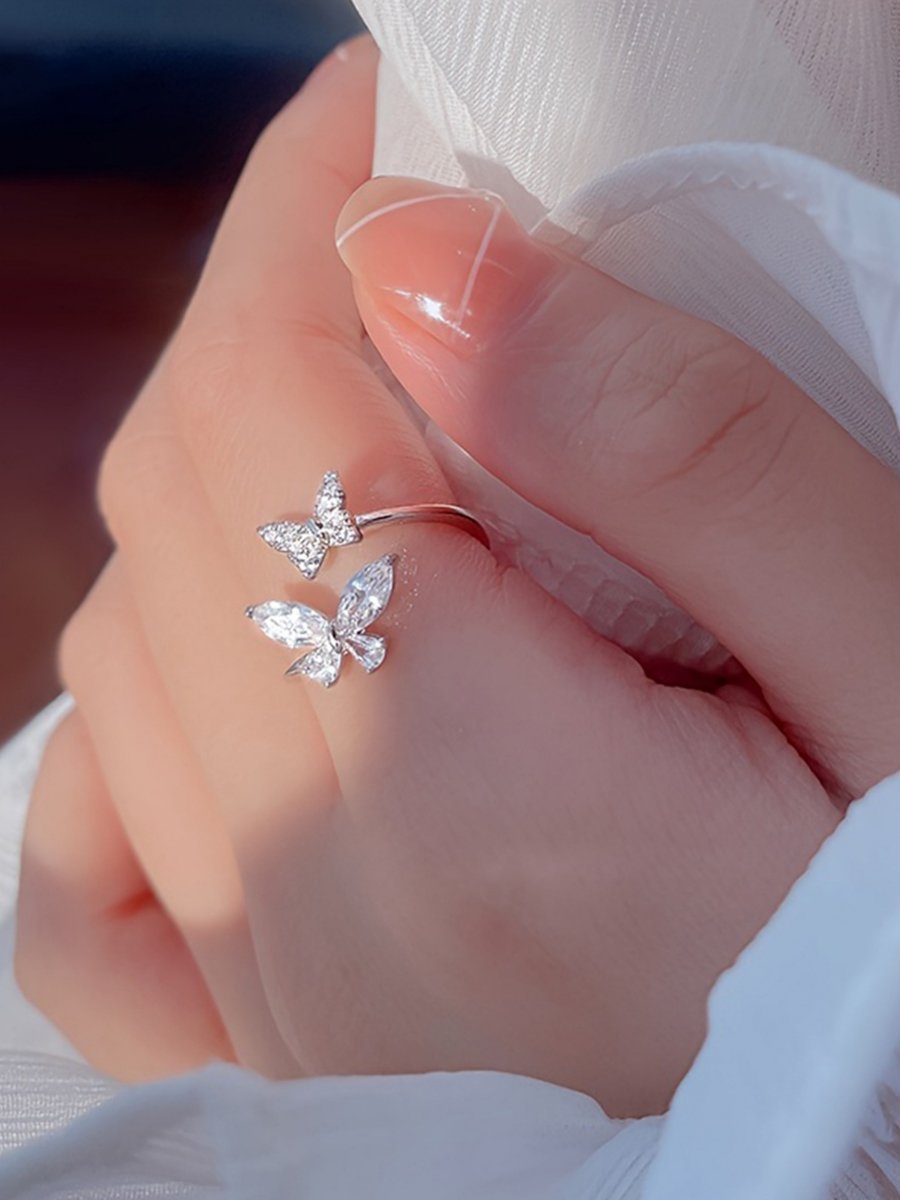 Women Silver Butterfly Shape Ring