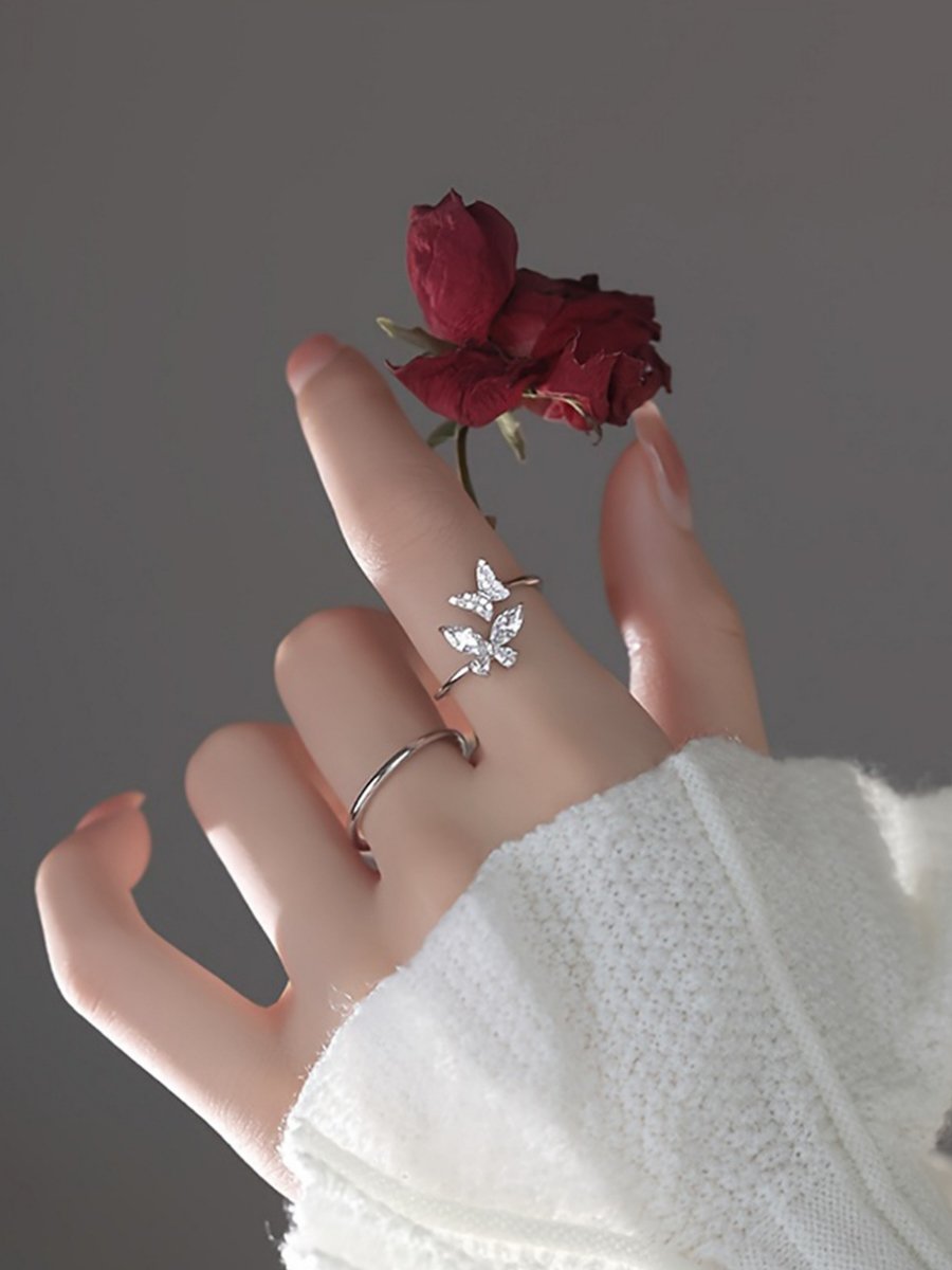 Women Silver Butterfly Shape Ring