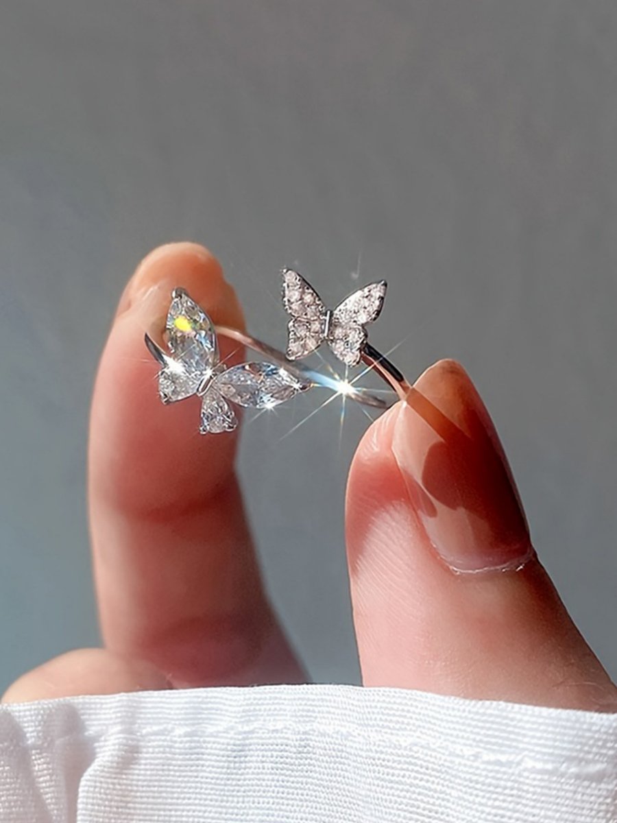 Women Silver Butterfly Shape Ring