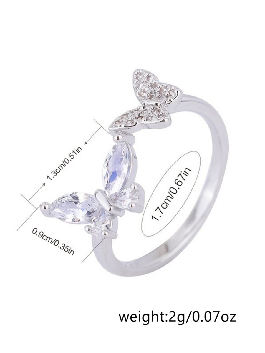 Women Silver Butterfly Shape Ring