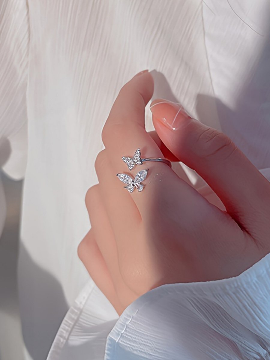 Women Silver Butterfly Shape Ring