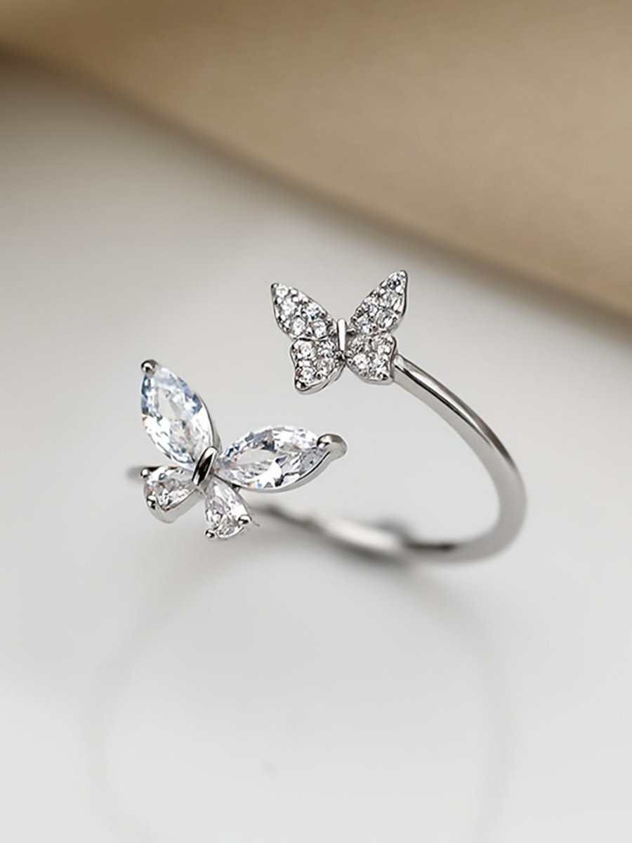 Women Silver Butterfly Shape Ring