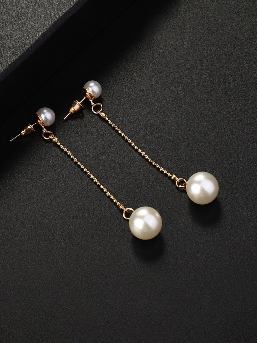 Faux Pearl Tassel Earrings